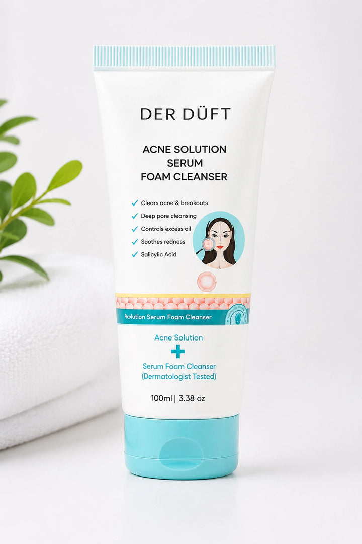 DER DUFT Acne Solution Serum Foam Cleanser | Clear Acne & Breakouts Face Wash | Germany Formulation | 100ml | For Men & Women