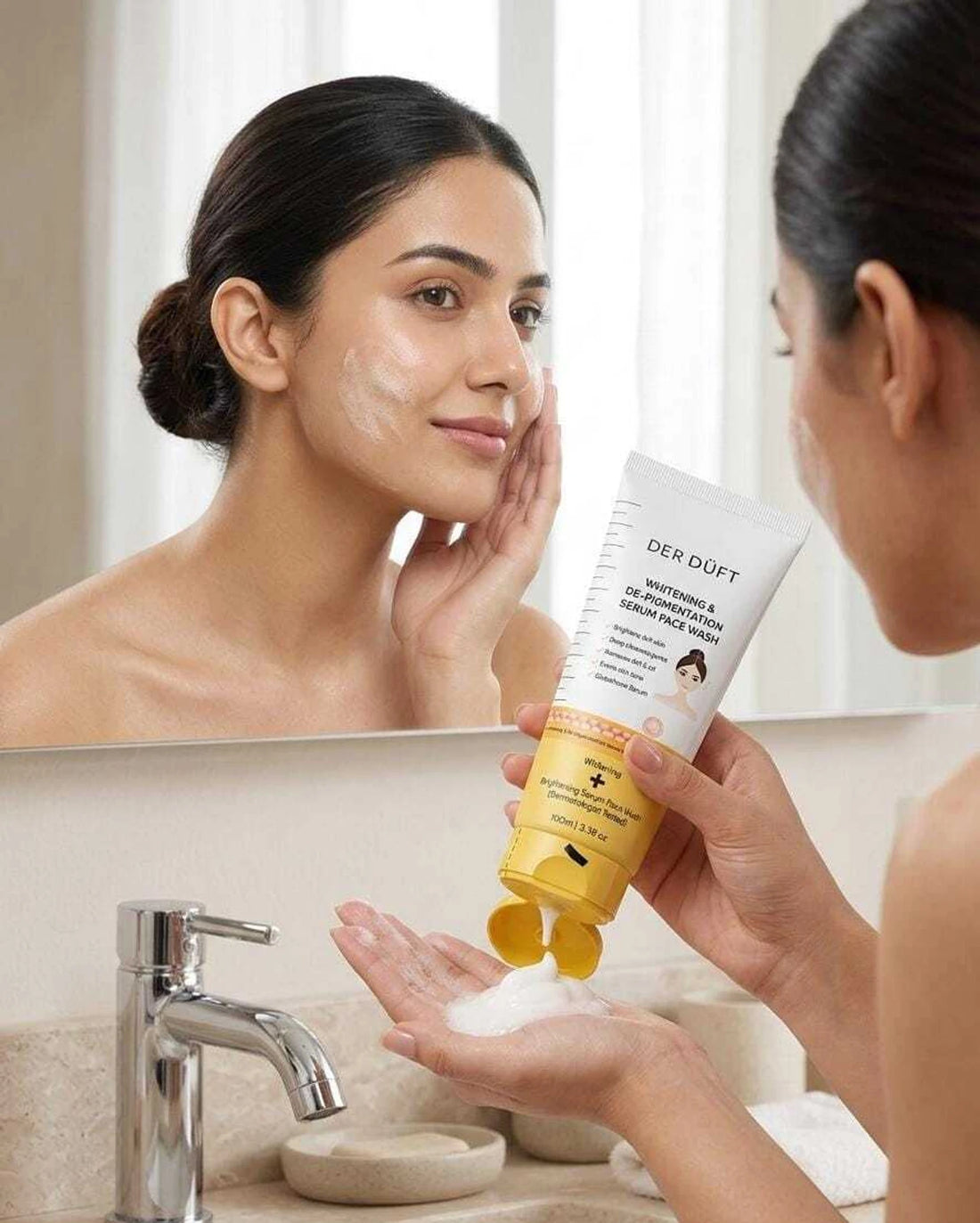 DER DUFT Whitening & De-Pigmentation Serum Face Wash | Glutathione | Brightening & Deep Cleansing | 100g | Germany Formulation