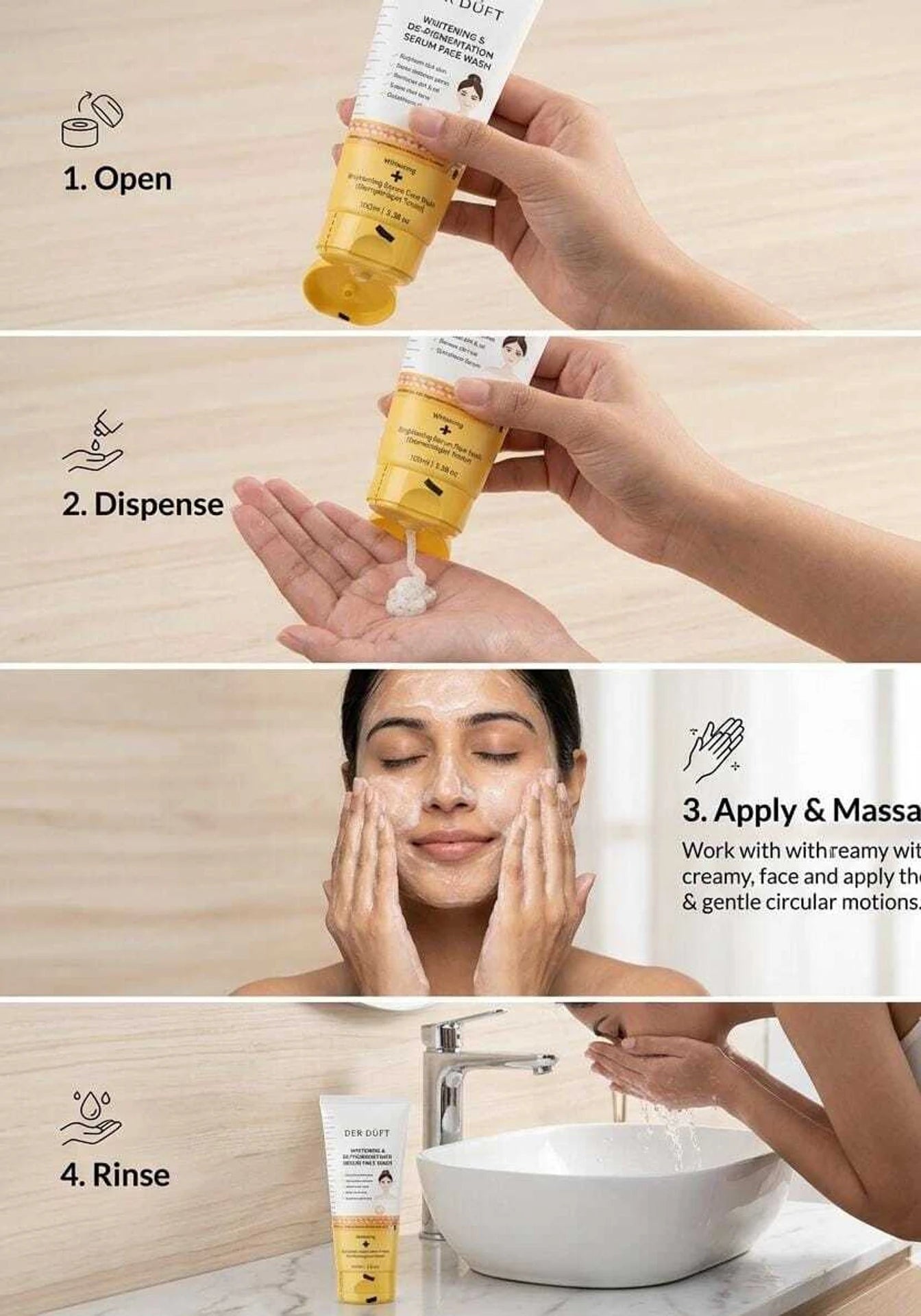 DER DUFT Whitening & De-Pigmentation Serum Face Wash | Glutathione | Brightening & Deep Cleansing | 100g | Germany Formulation