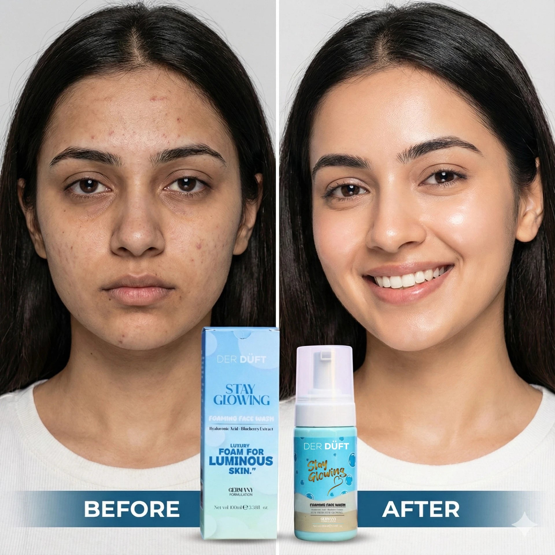 DER DUFT Stay Glowing Foaming Face Wash | Germany Formulation | Deep Cleansing & Skin Glow | 100ml | For Men & Women