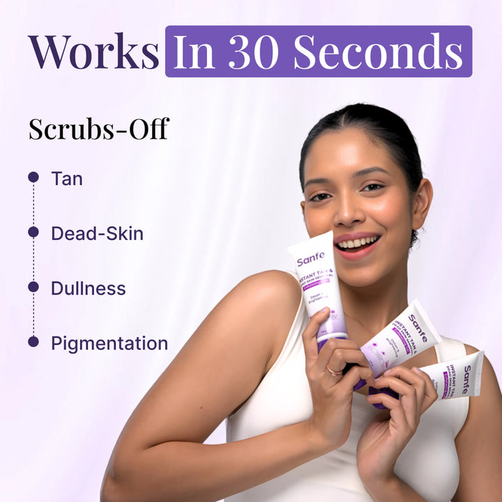 Sanfe Instant Tan & Dead Skin Removal Exfoliating Gel | Tan Removal Face & Body Exfoliator for Smooth, Glowing Skin | 100g