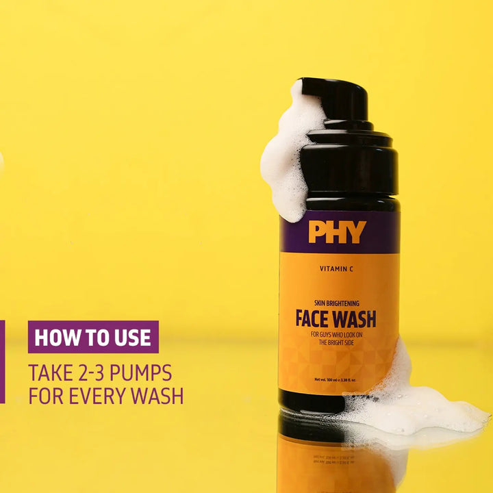 PHY Vitamin C Face Wash | Foaming face wash that brightens skin & reduces dark spots | Adds a natural glow | SLS & Paraben Free | Great for all skin types, 100 ml