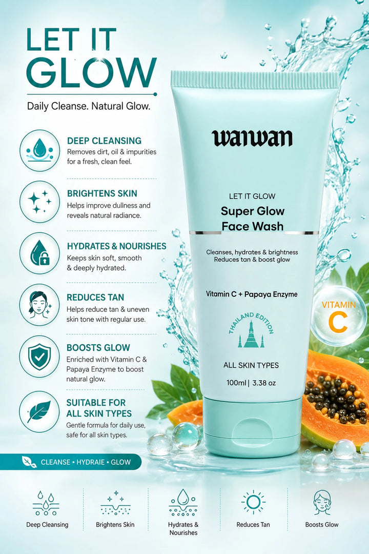 Wanwan Super Glow Face Wash | Deep Cleansing & Skin Brightening | 100ml | For Men & Women