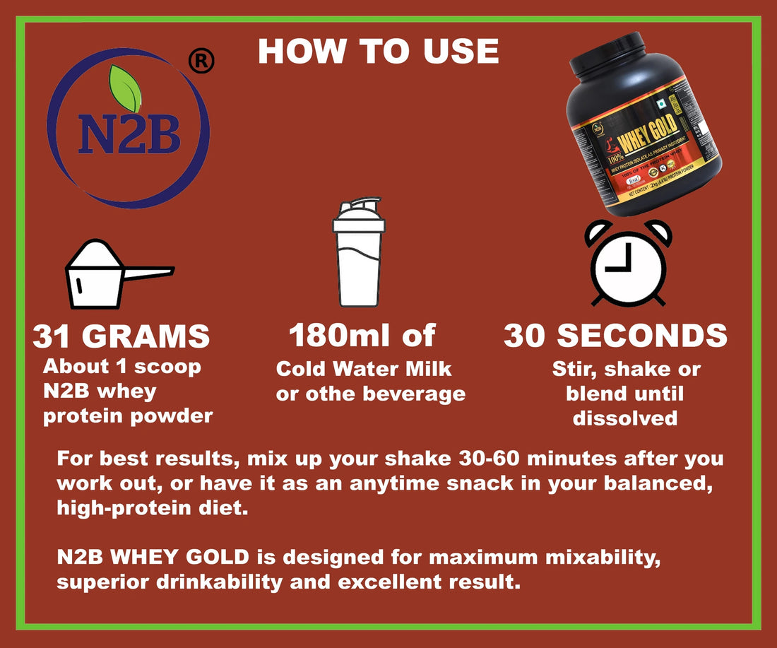 N2B 100% Whey Gold Protein Supplement Powder Weight Gainers/Mass Gainers