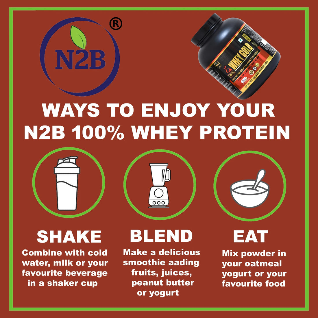 N2B 100% Whey Gold Protein Supplement Powder Weight Gainers/Mass Gainers