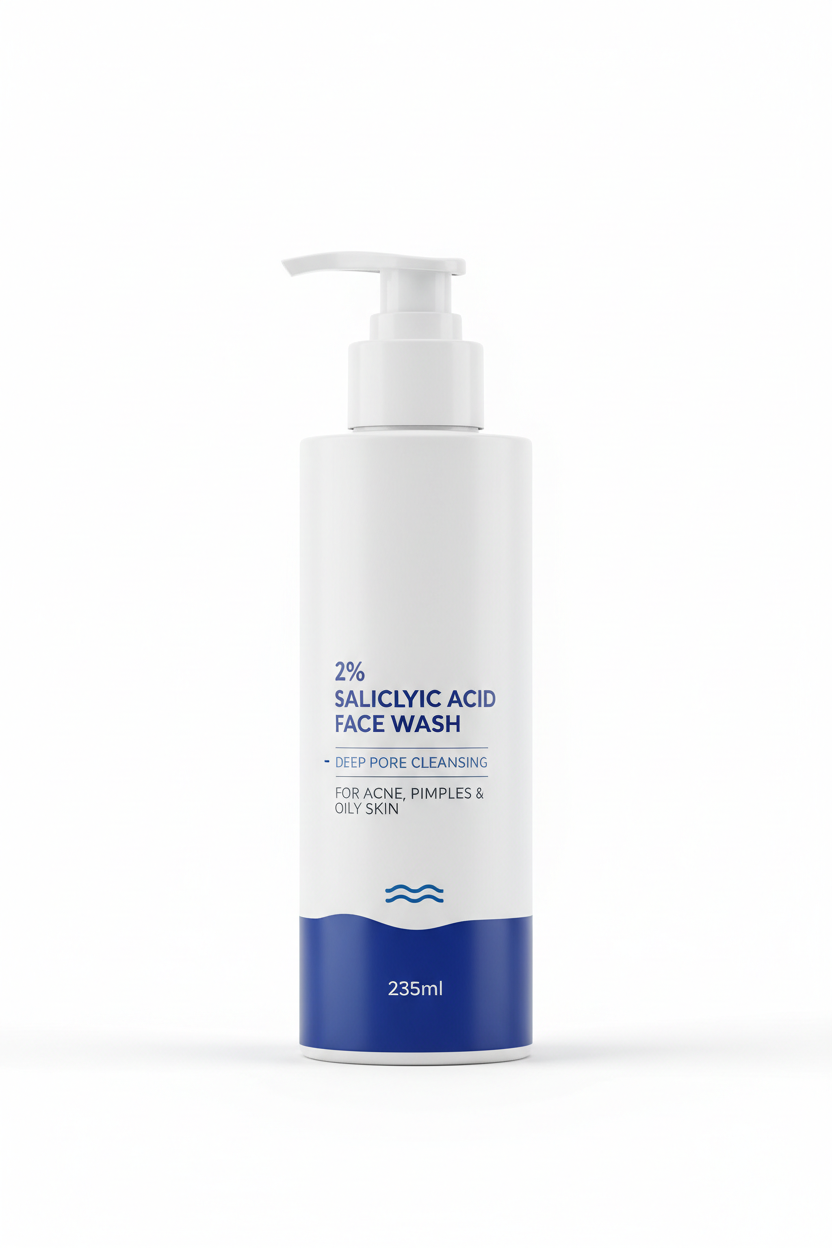 2% Salicylic Acid Face Wash | Deep Pore Cleansing Face Cleanser for Acne, Pimples & Oily Skin | 235ml