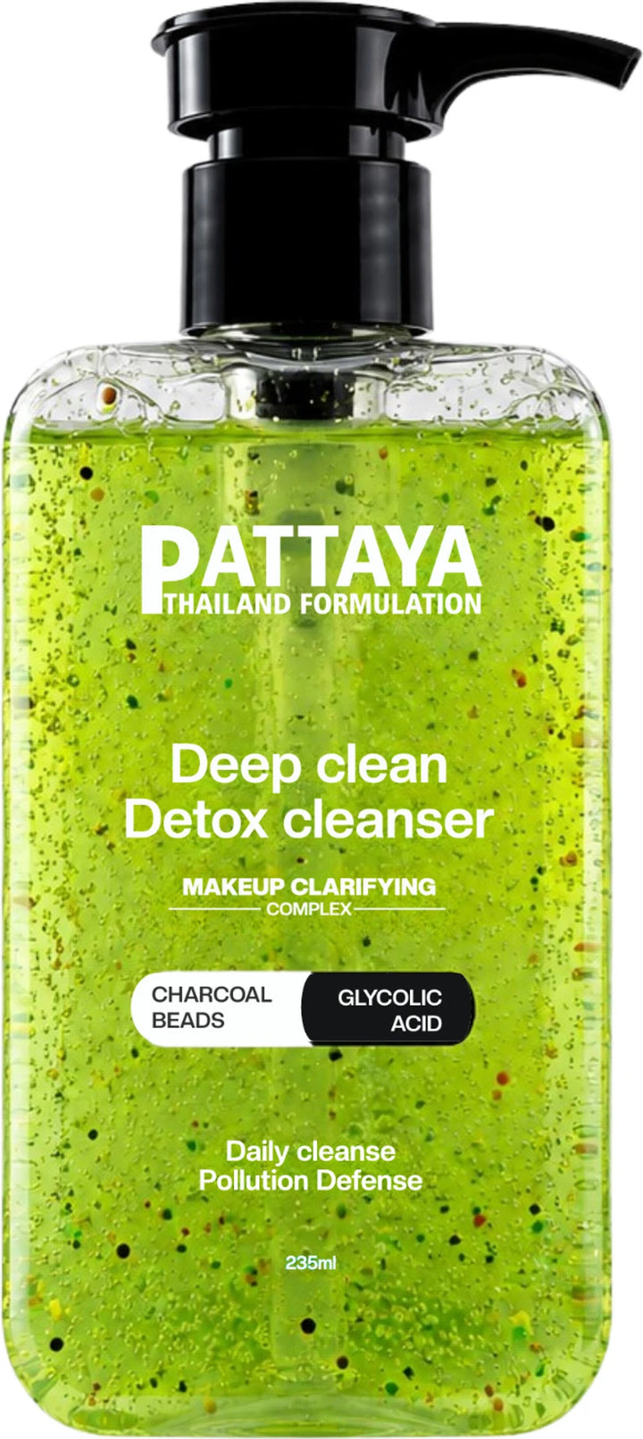 Pattaya Deep Clean Detox Cleanser | Glycolic Acid & Charcoal Beads Face Cleanser for Deep Cleansing | 235ml