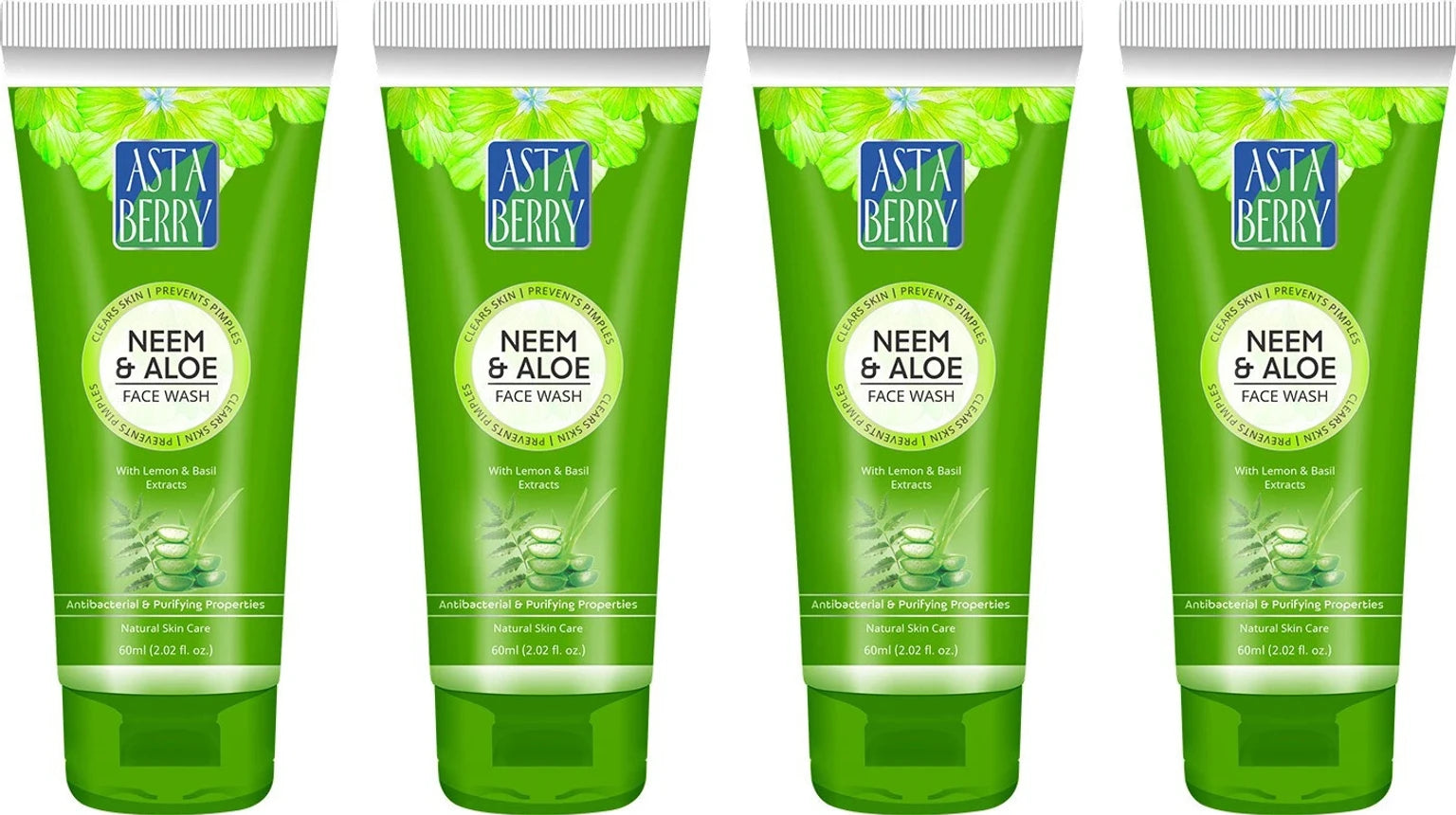 Astaberry Neem & Aloe Face Wash | Purifying Face Cleanser for Oily & Acne-Prone Skin | Deep Cleansing & Refreshing | 60ml