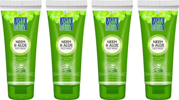 Astaberry Neem & Aloe Face Wash | Purifying Face Cleanser for Oily & Acne-Prone Skin | Deep Cleansing & Refreshing | 60ml