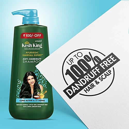 Kesh King Anti-Dandruff Shampoo With Goodness Of Curd, Lemon & Neem, Soothes Itchy Scalp, 600 ml