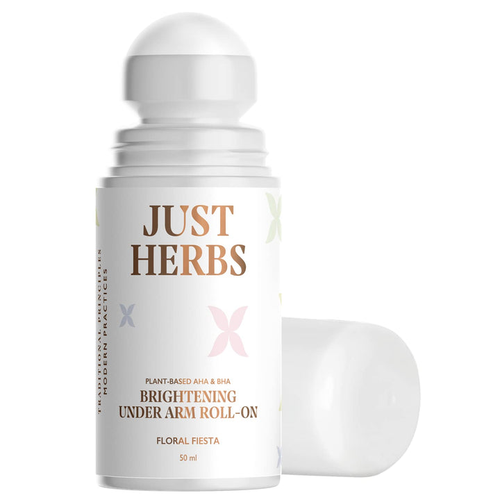 Just Herbs Under Arm Roll On for Women Floral Fiesta | AHA BHA Brightening Deodorant Roll-On | Long Lasting Odour Protection | 50ml