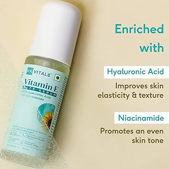 HK VITALS by HealthKart Vitamin E Face Serum with Hyaluronic Acid & Niacinamide, for Radiant, Nourished & Clear Skin, All Skin Types, 30 ml