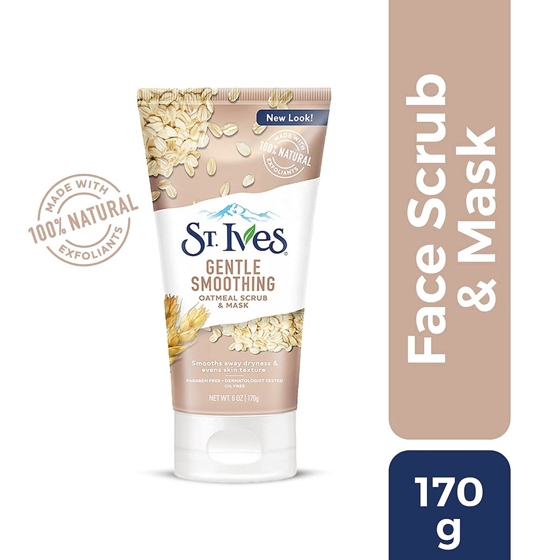 St. Ives Nourished & Smooth Oatmeal Scrub and Mask | 2-in-1 Face Exfoliator & Hydrating Mask for Soft, Smooth Skin | 170g