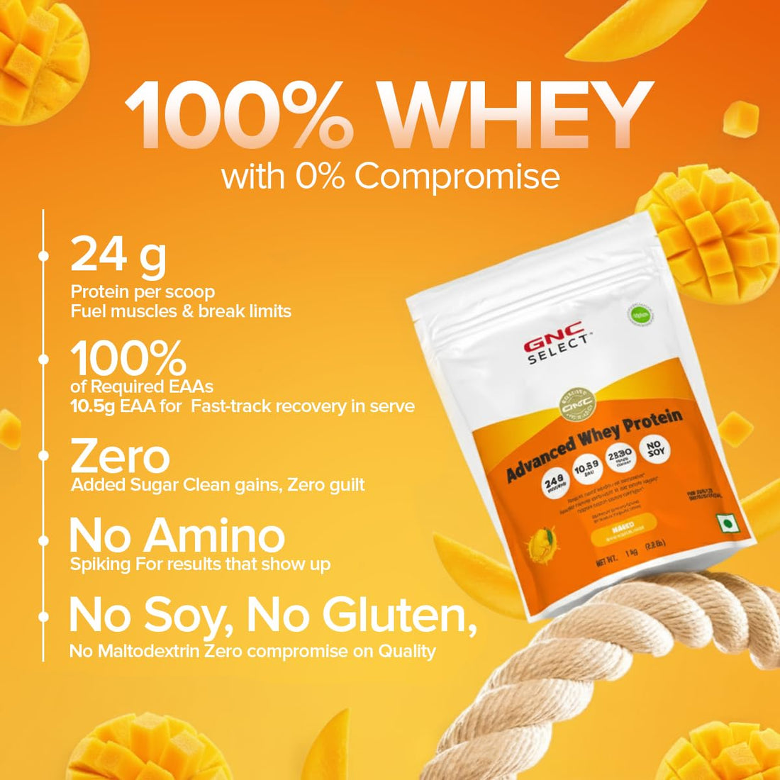 GNC Select Advanced Whey Protein Chocolate | High Protein for Muscle Growth, Strength & Recovery | 1kg