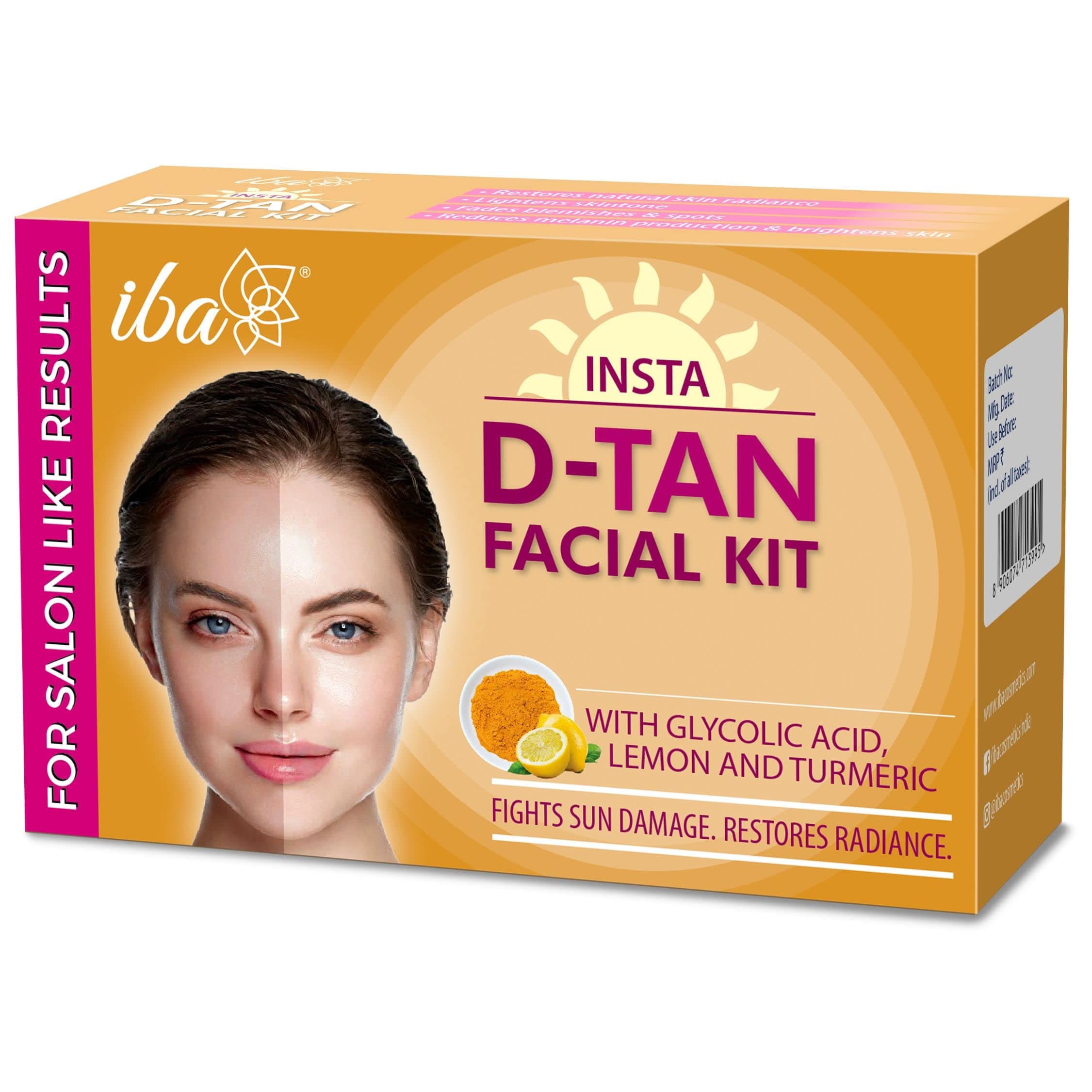 D-Tan Facial Kit (6 Steps Single Use) | For Tan Removal and Glow | 6 Steps Single Use Kit | Salone Like Results | Halal Certified & Vegan Makeup