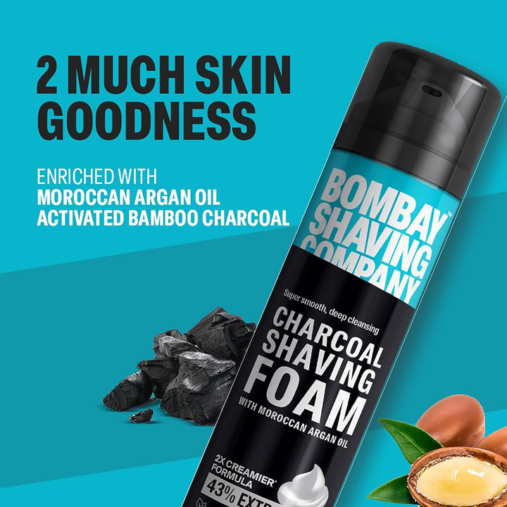 Bombay Shaving Company Charcoal Shaving Foam for Men, 425g (43% Extra) | More than 100 shaves | Activated Charcoal and Moroccan Argan Oil || Prime Exclusive Foam