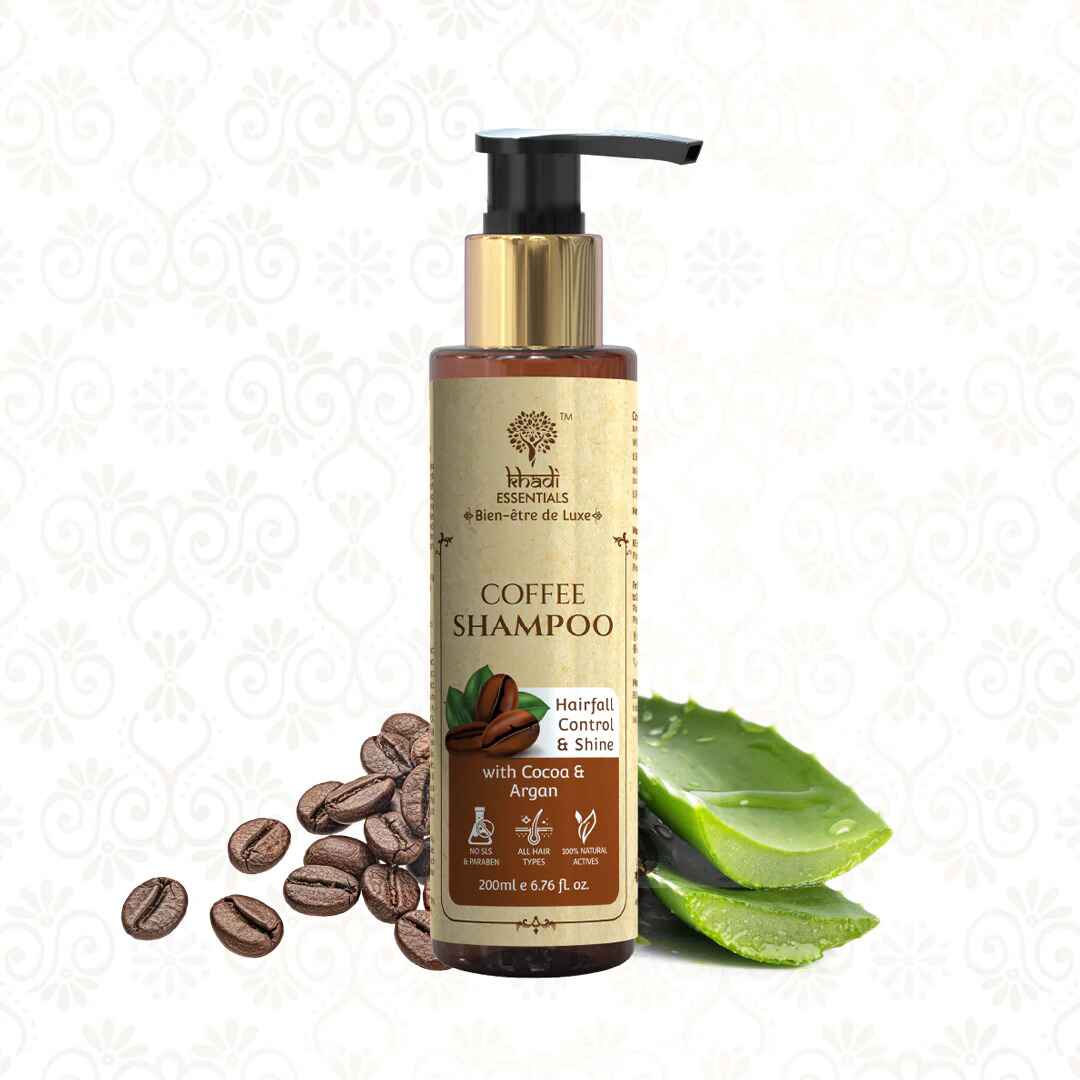 Khadi Essentials Coffee Shampoo with Cocoa & Argan for Hair fall Control & Shine, 200ml