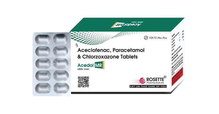 Aceclofenac 100mg, Paracetamol 325mg and Chlorzoxazone 250mg Tablets