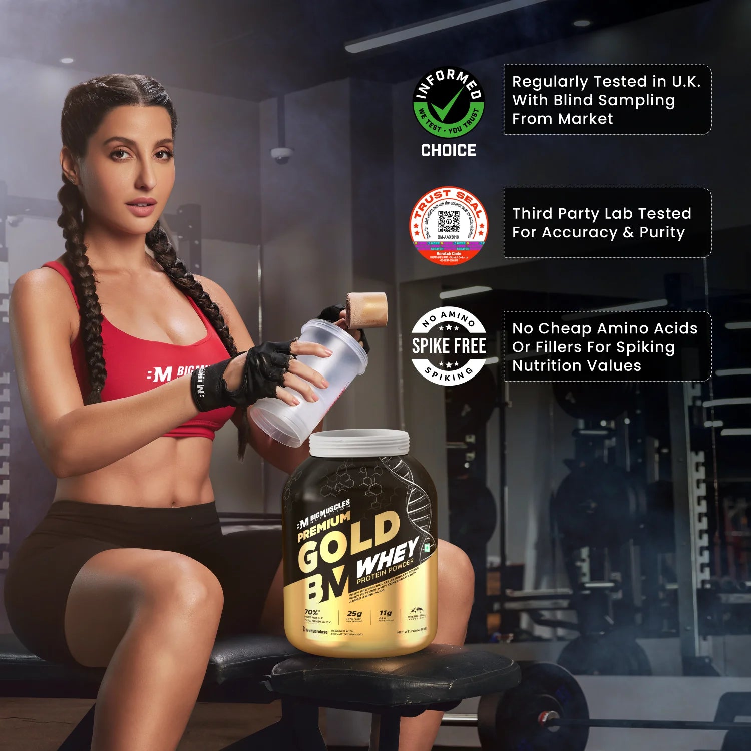 Big Muscles Premium Gold Whey Protein – Belgian Chocolate (1 kg)