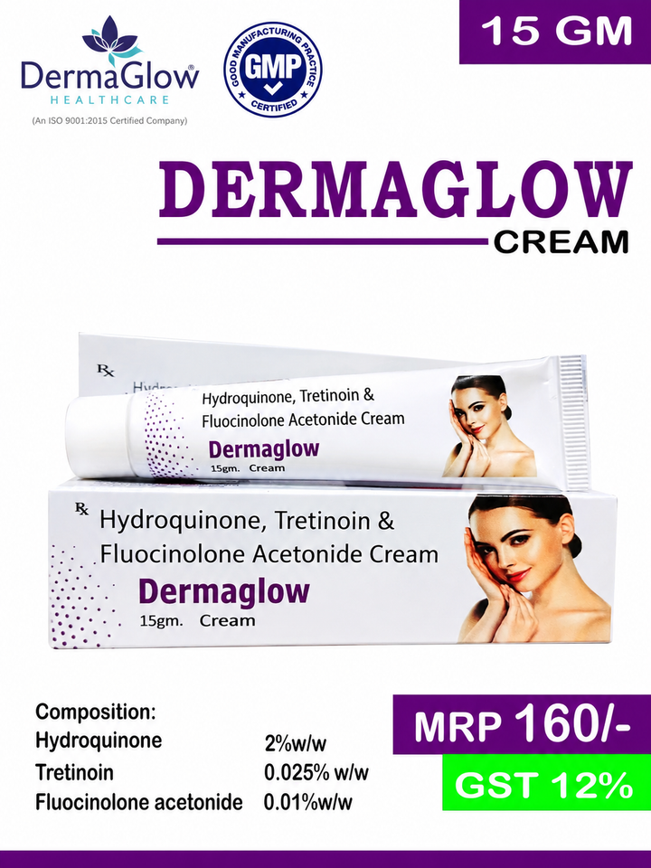 Dermaglow Cream | Hydroquinone 2%, Tretinoin 0.025% & Fluocinolone Acetonide 0.01% Cream | Prescription Pigmentation Treatment | 15g