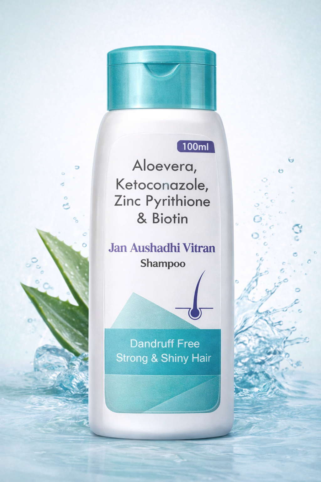 Jan Aushadhi Vitran Aloevera, Ketoconazole, Zinc Pyrithione & Biotin Shampoo (100 ml)