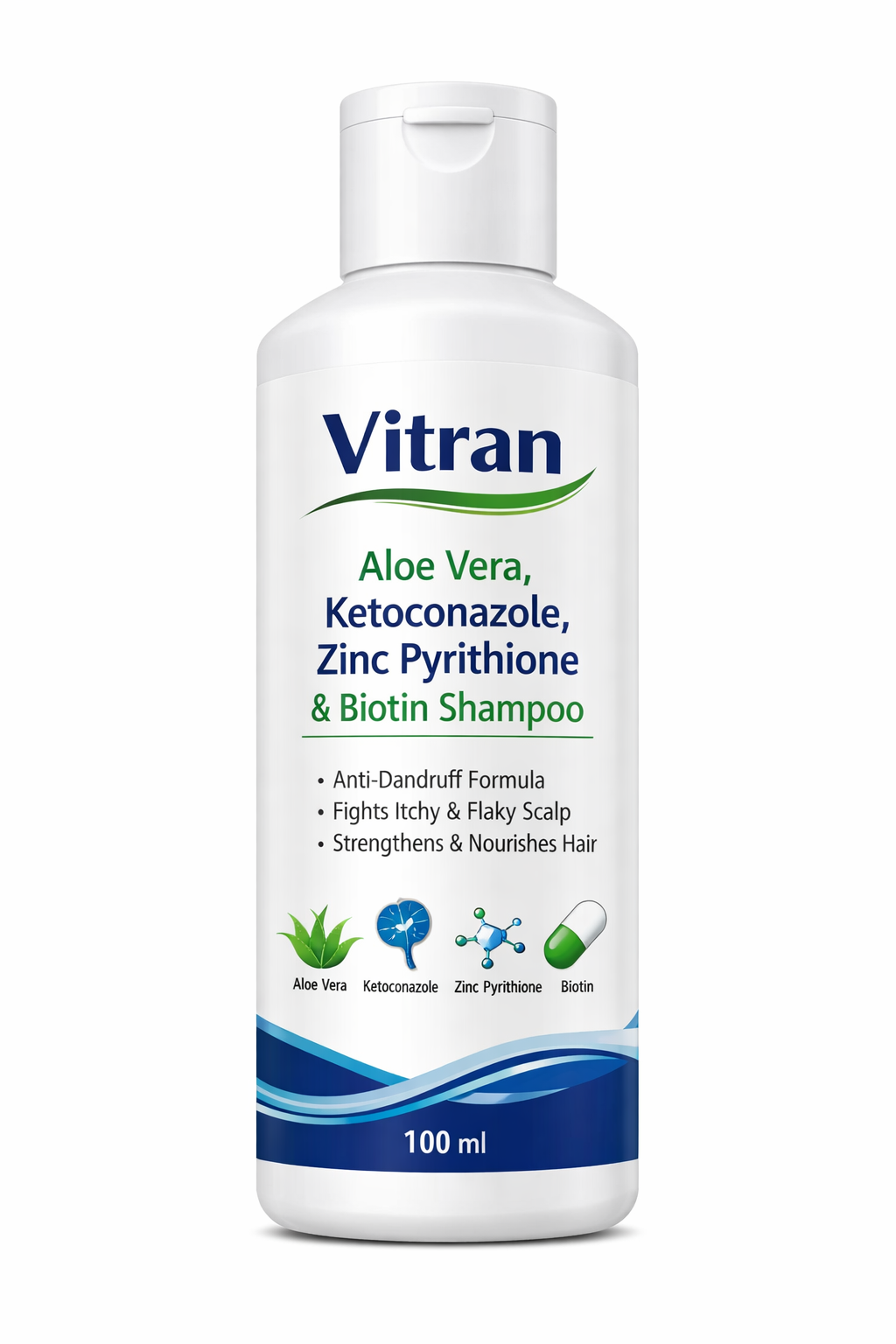Jan Aushadhi Vitran Aloevera, Ketoconazole, Zinc Pyrithione & Biotin Shampoo (100 ml)
