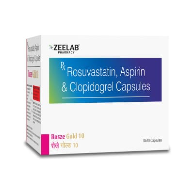 Rosuvastatin 10mg, Aspirin 75mg and Clopidogrel 75mg Capsules
