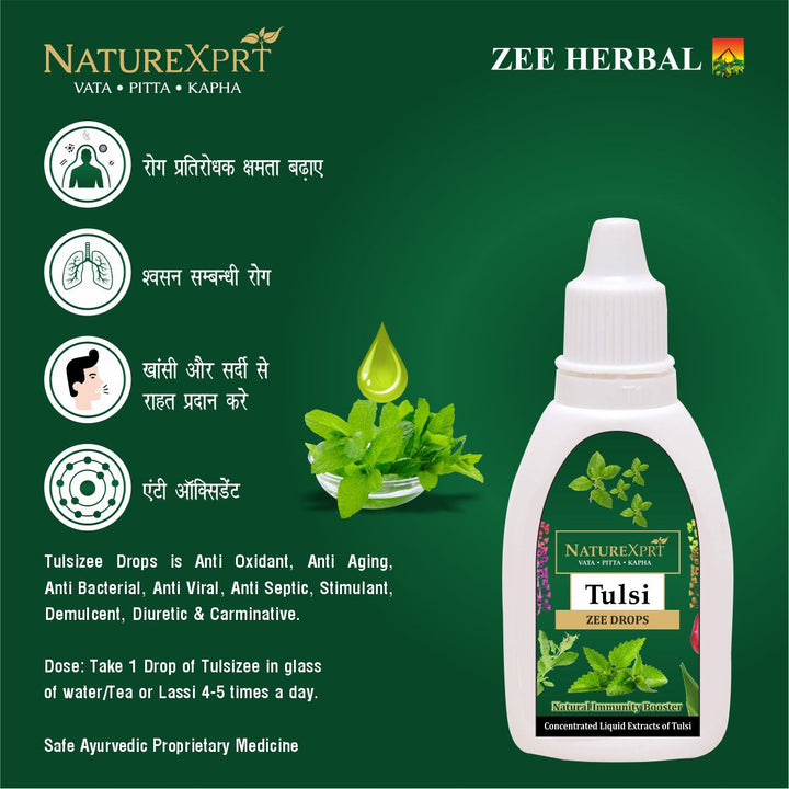 NatureXprt Tulsi Drops | Natural Tulsi Extract for Immunity Support, Cough & Cold Relief | Herbal Wellness Drops | 25ml