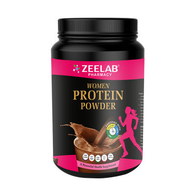 ZEELAB Women Protein Powder Chocolate Flavour | High Protein Nutrition with DHA, Calcium, Iron & Vitamins | 500g