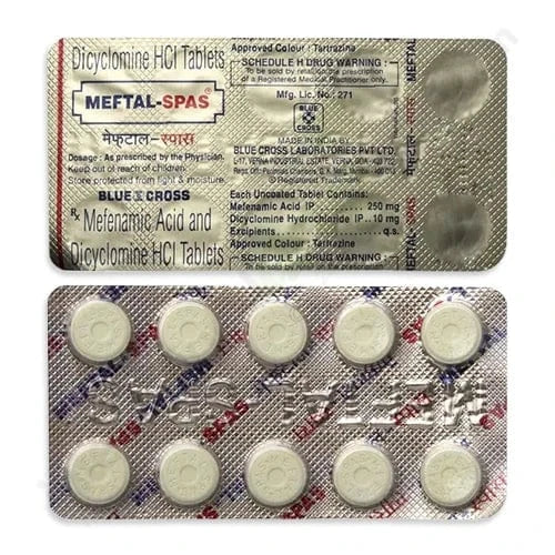 Mefenamic Acid 250mg and Dicyclomine Hydrochloride 10mg Tablets