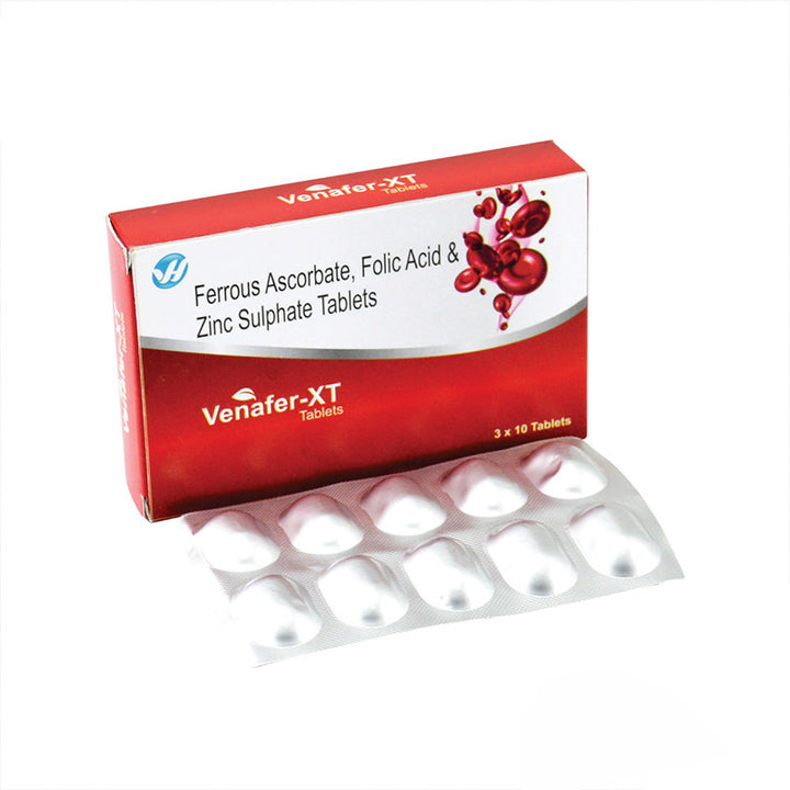 VANFER-XT Iron Tablets – Ferrous Ascorbate 100 mg + Folic Acid 1.5 mg + Zinc Sulphate 22.5 mg