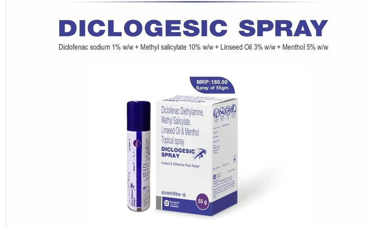 Diclofenac Dithylamine 1.16%w/w, Linseed Oil 3%w/w, Methyl Salicylate 10%w/w and Menthol 5%w/w Pain Relief Spray