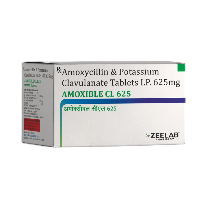 Amoxible CL 625 Antibiotic Tablet | Amoxycillin 500mg + Clavulanic Acid 125mg | Broad-Spectrum Prescription Antibiotic for Bacterial Infections