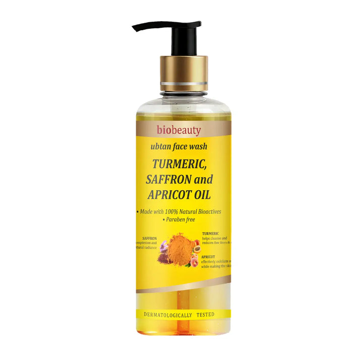 Bio Beauty Ubtan Face Wash | Turmeric, Saffron & Apricot Oil for Glowing & Radiant Skin | 200ml