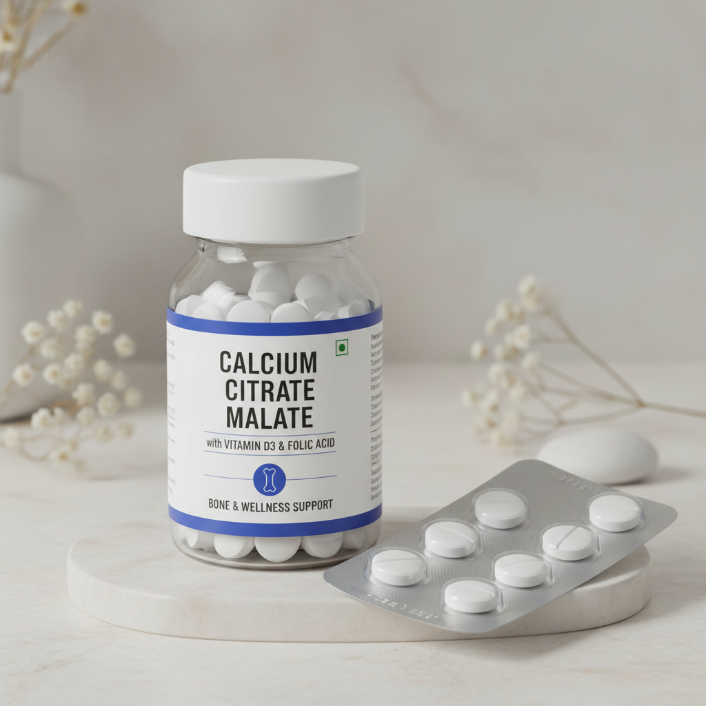 Calcium Citrate Malate 250mg , Vitamin D3 100IU and Folic Acid 50mcg Tablets
