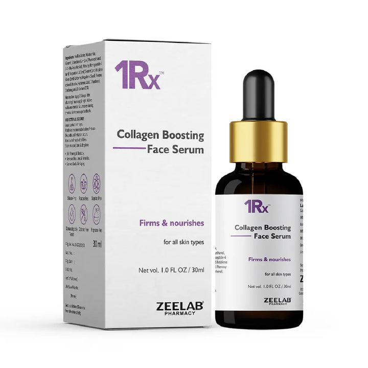 ZEELAB 1RX Collagen Boosting Face Serum | Niacinamide, Vitamin C, Hyaluronic Acid & Peptide Complex | Anti-Aging & Skin Firming | 30ml