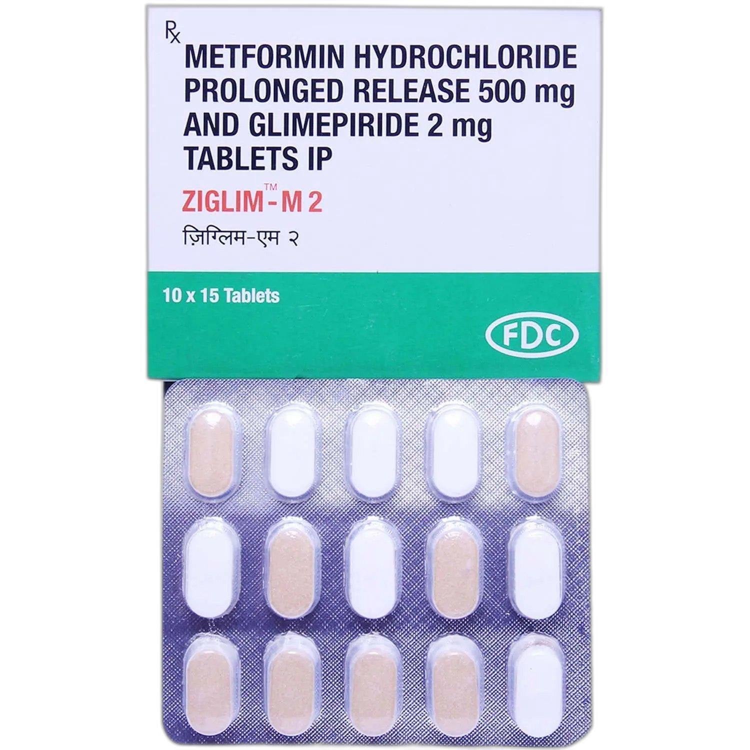 Metformin Hydrochloride Prolonged-release 500mg and Glimepiride 2mg Tablets IP