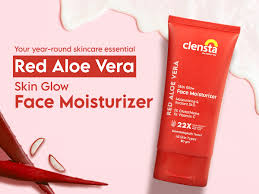 Clensta Red Aloe Vera Skin Glow Face Moisturizer Cream With Red Aloe Vera & Vitamin C, Brightening & Glowing Skin For Men & Women 80 Gm