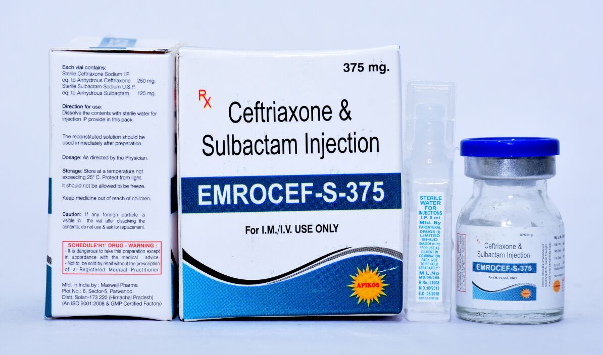 Ceftriaxone 250 mg and Sulbactam 125 mg Injection