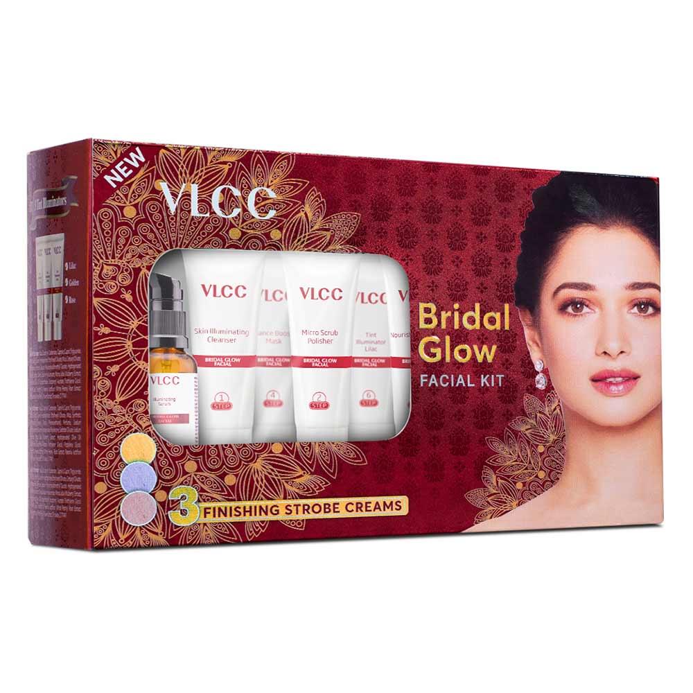 VLCC Bridal Glow Facial Kit 49g | 5-Step Facial Kit with Niacinamide, Hyaluronic Acid & Vitamin C | Radiant Glow