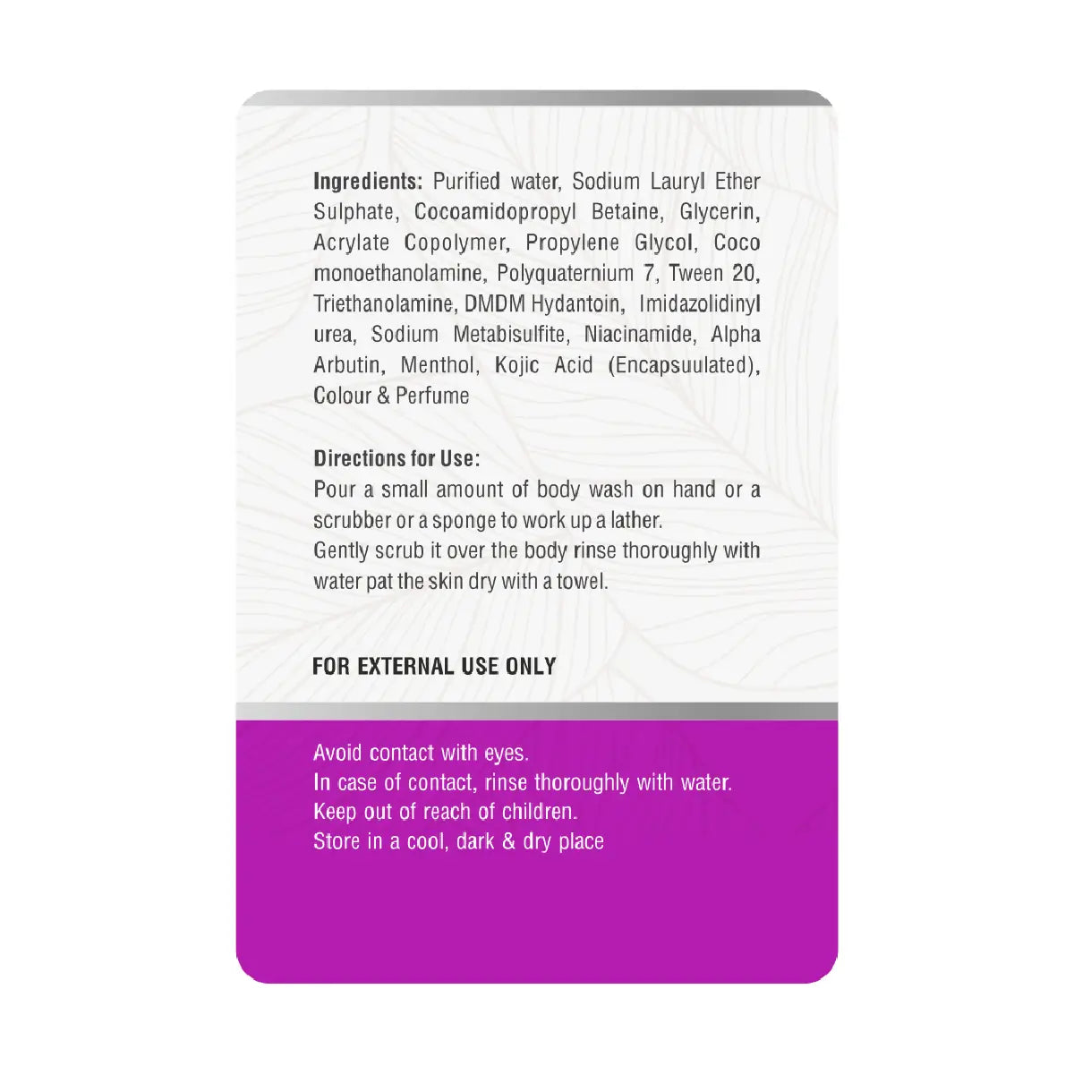 ZEELAB Skin Lightening Body Wash with Alpha Arbutin, Kojic Acid & Niacinamide (250 ml)
