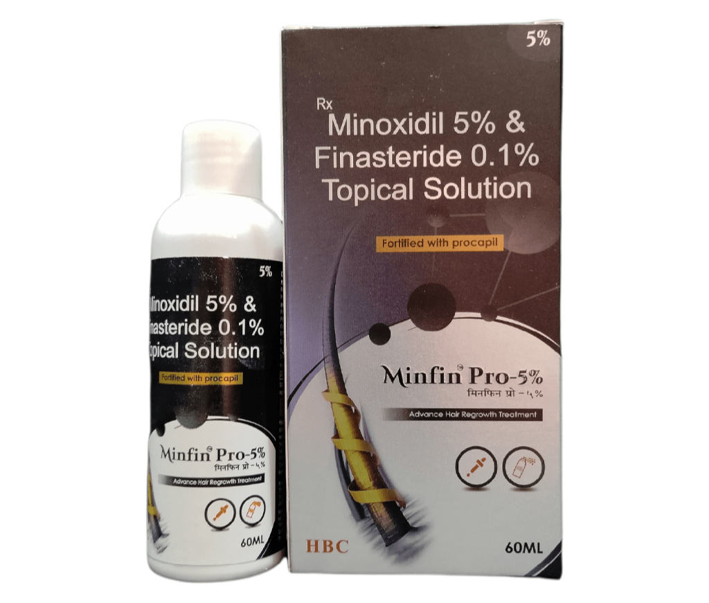 Minoxidil 5% & Finasteride 0.1% Topical Solution | Hair Regrowth Treatment for Male Pattern Hair Loss | 60ml