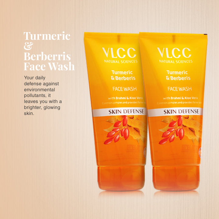 VLCC Turmeric & Berberis Face Wash | Deep Cleansing Face Wash for Oily & Combination Skin | Skin Defense Daily Cleanser | Removes Dirt & Excess Oil | 150ml