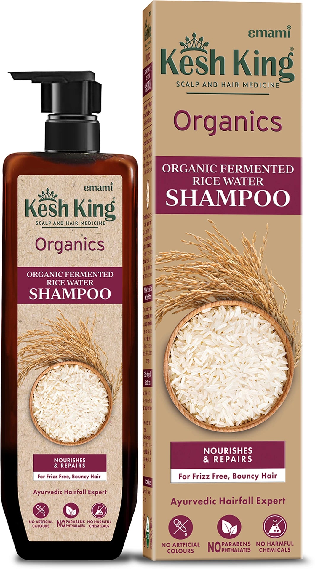 Kesh King Organics Anti Frizz Shampoo with Fermented Rice Water | For Dry & Frizzy Hair | 300ml