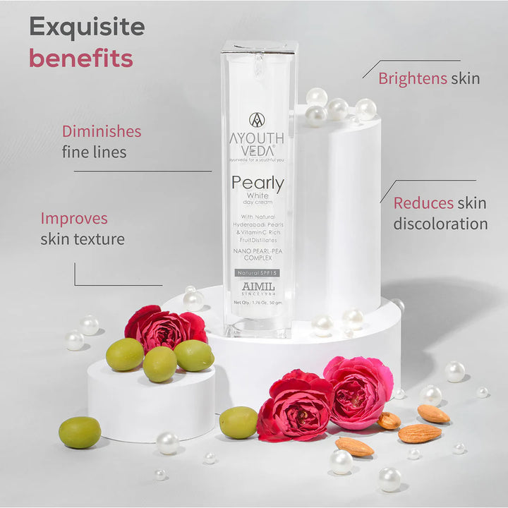 Ayouthveda Pearly White Day Cream With Natural SPF15, 50gm