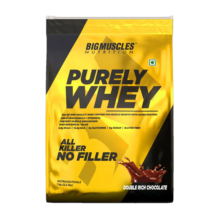 BIGMUSCLES NUTRITION Purely Isolate Matrix Whey Protein | 25g Protein, 12.2g EAA & 4g Glutamine | 0g Sugar | Double Rich Chocolate | 1kg