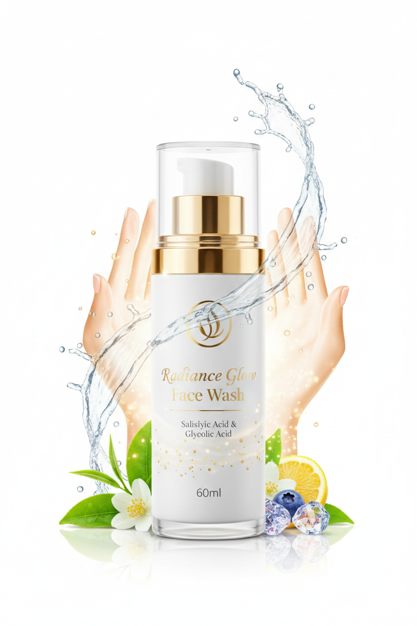 Radiance Glow Face Wash | Salicylic Acid & Glycolic Acid Face Wash | Deep Cleansing & Skin Rejuvenating Formula | 60ml