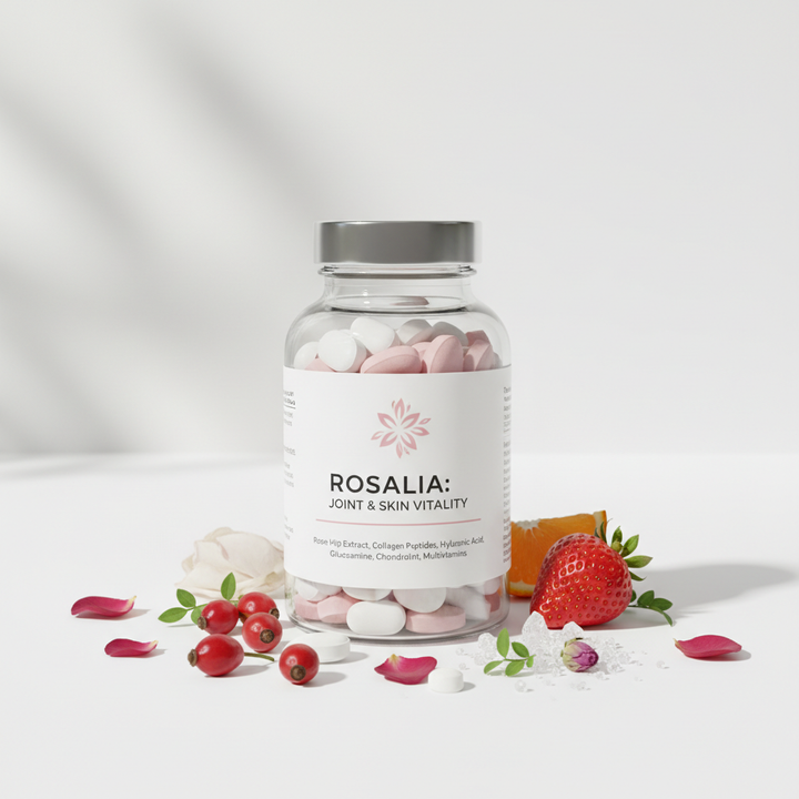 Rose Hip Extract +Collagen Peptide Type 1+Sodium Hyaluronate+Glucosamine Sulphate +Chondroitin Sulphate Sodium +Vitamin A +Vitamin C+ VitaminB1+Vitamine B6 + Folic Acid + Zinc Tablet