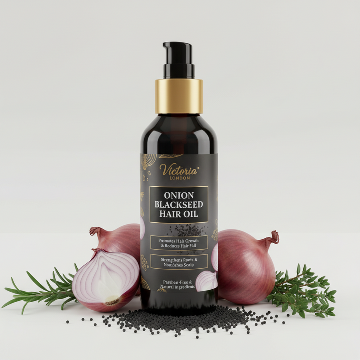 Victoria London Onion Blackseed Hair Oil| Promotes Hair Growth & Reduces Hair Fall | Strengthens Roots & Nourishes Scalp | Paraben-Free & Infused with Natural Ingredients