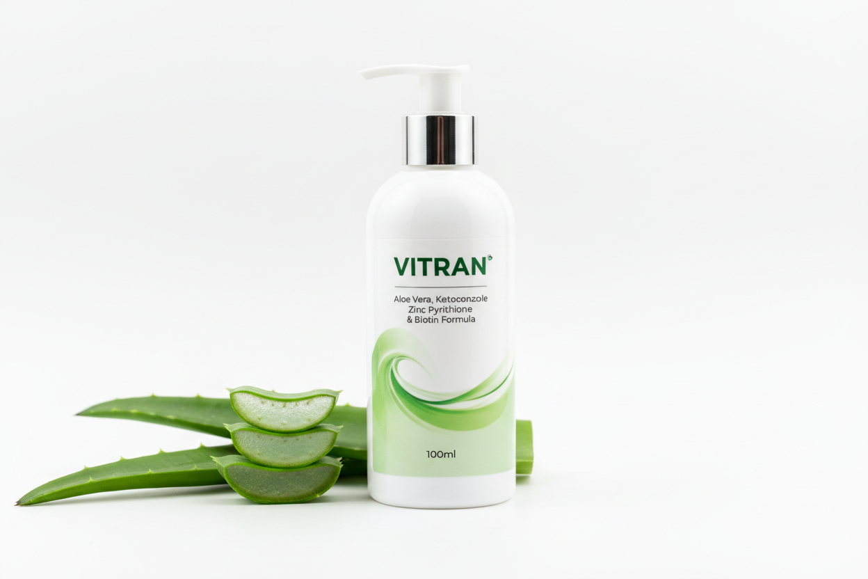 Vitran Aloevera, Ketoconazole, Zinc Pyrithione & Biotin Shampoo (100 ml)